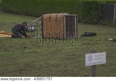 Hasselt, Limburg - Belgium 01-09-2021. Air Balloon Emergency Landing In A Residential Area