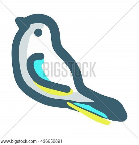 A Small Bird In Color On A White Background