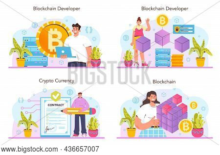 Blockchain Developer Set. Blockchain-based Applications Building And