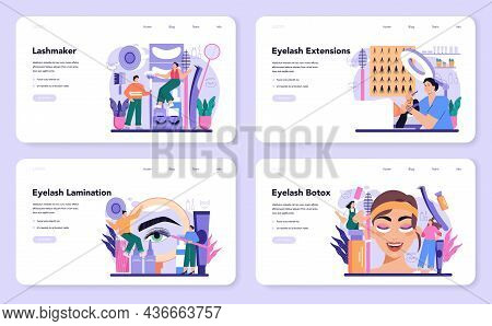 Lashmaker Web Banner Or Landing Page Set. Eyelash Extension, Eyelashes