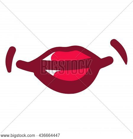 Cute Smile And Red Lipstick On A White Background
