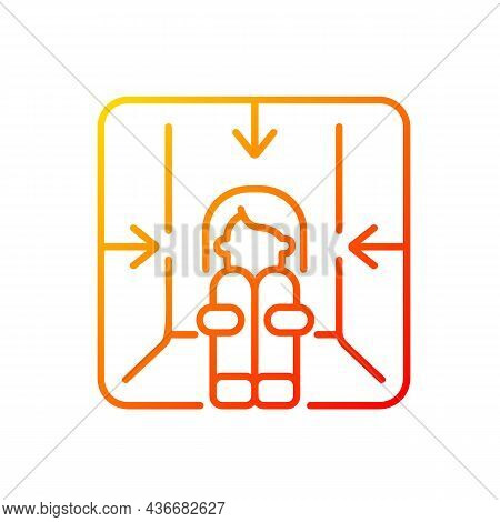 Claustrophobia Gradient Linear Vector Icon. Fear Of Enclosed Spaces As Panic Attack Trigger. Psychol