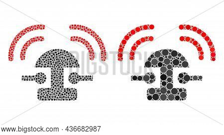 Dotted Bell Ring Icon. Mosaic Bell Ring Icon Designed From Round Items In Different Sizes And Color 