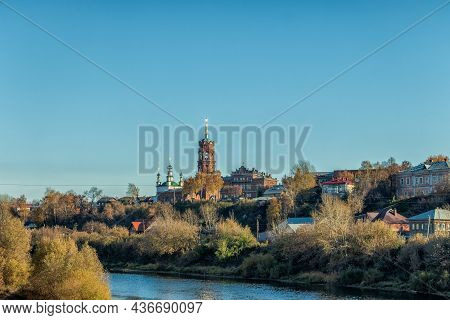 On The Opposite Bank Of The Sylva River Is The Church Of The Tikhvin Icon Of The Mother Of God In Ku