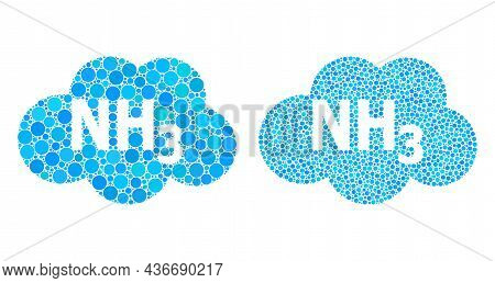 Pixelated Ammoniac Cloud Icon. Collage Ammoniac Cloud Icon Constructed From Circle Elements In Varia
