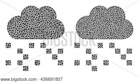Pixel Digital Cloud Icon. Mosaic Digital Cloud Icon Constructed From Circle Items In Variable Sizes 