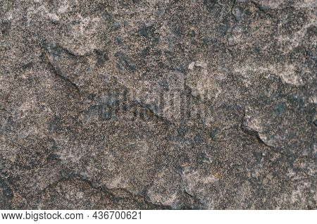 Rough Surface Old Wall, Fine Granite Stone Mixed With Biton Mortar, Textured Background Closeup, Exp