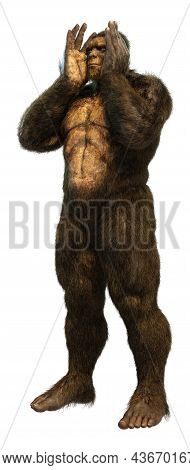 3D Rendering Sasquatch On White