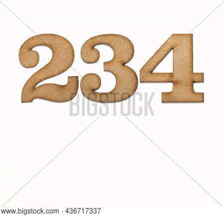 Number 234 In Wood, Isolated On White Background