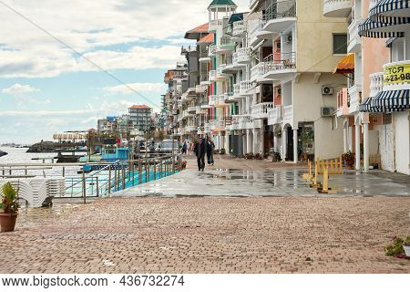 Crimea, The Village Of Utes, September 22, 2021:  The Embankment Of The Resort With Rare Pedestrians