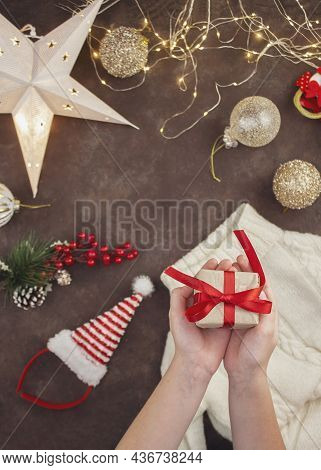 Christmas Background With Christmas Trees And Gifts. Christmas Card. Festive Christmas Card. Gift. C
