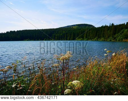 Lake Servieres In The Auvergne Region Of Central France