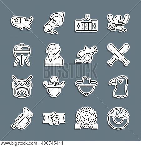 Set Line Donut, Eagle Head, Crossed Baseball Bat, United States Capitol Congress, George Washington,