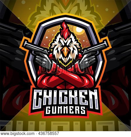 Chicken Gunners Mascot Logo Design With Text