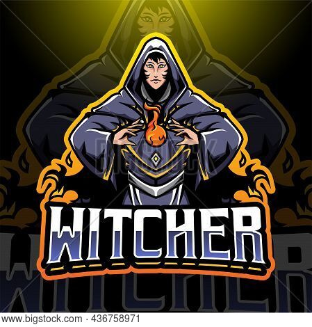 Witcher Esport Mascot Logo Design With Text