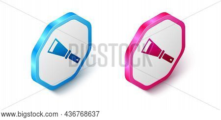 Isometric Beekeeping Uncapping Knife Icon Isolated On White Background. Tool Of The Beekeeper. Hexag