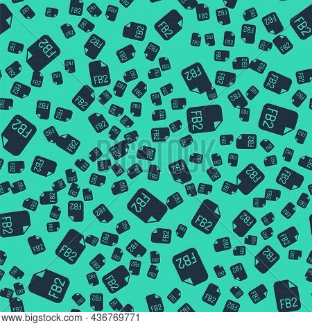 Black Fb2 File Icon Isolated Seamless Pattern On Green Background. Vector