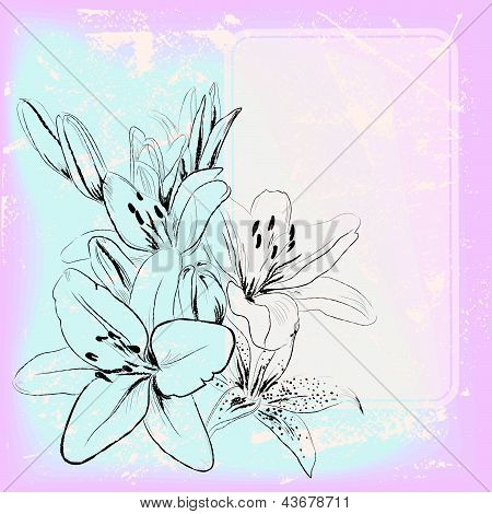 telaio con giglio fiori disegnati mano