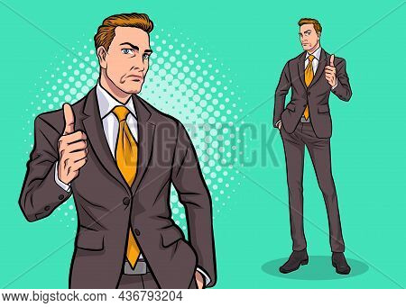 Smart Business Man Trump Uo Pop Art Retro Comic Style