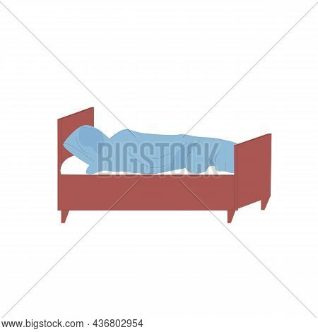 Vector Flat Cartoon Single Bed With Pillow And Blanket Isolated On Empty Background-modern Furniture