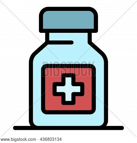 Pills Jar Icon. Outline Pills Jar Vector Icon Color Flat Isolated