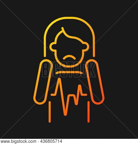 Heart Palpitations Gradient Vector Icon For Dark Theme. Fast Beating And Fluttering Heart. Mental Di