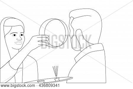 Hand Drawn Character Illustration Of Karwa Chauth Couple, Happy Karva Chauth- Hand Drawn Character D