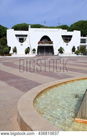 La Grande-motte, France - October 2, 2021: Modern Architecture Of Town Hall In Famous Centrally Plan