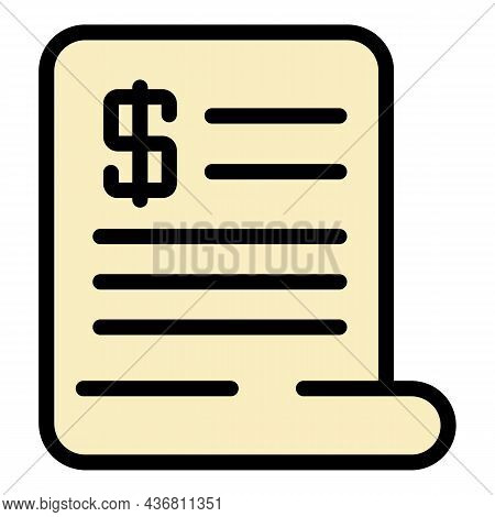 Payment Bill Icon. Outline Payment Bill Vector Icon Color Flat Isolated