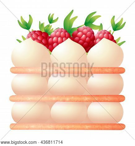 Puff Meringue Pastry. Whipped Egg Sugar Cookies Cake