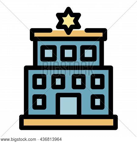 Police Station Icon. Outline Police Station Vector Icon Color Flat Isolated