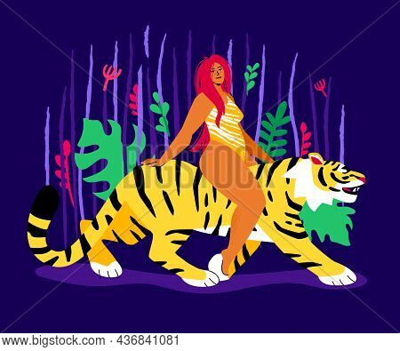 Wild Woman - Colorful Flat Design Style Illustration