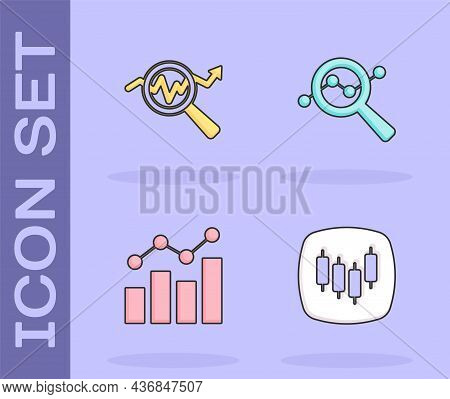 Set Browser With Stocks Market, Search Data Analysis, Financial Growth And Icon. Vector