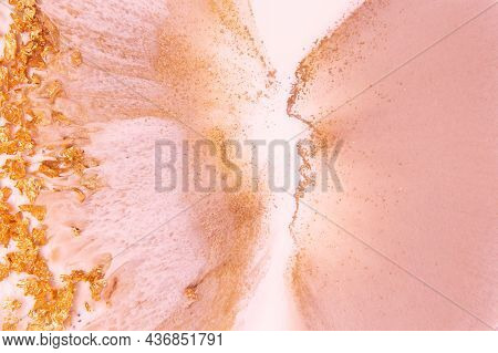 Artistic Decoration Made Of Epoxy Resin And Sequins. Epoxy Resin Paint, Abstract Background