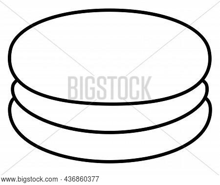 Macaroon. Macaroon Cakes - Vector Linear Picture For Coloring. Outline. Sweet Pastries, Cookies - El