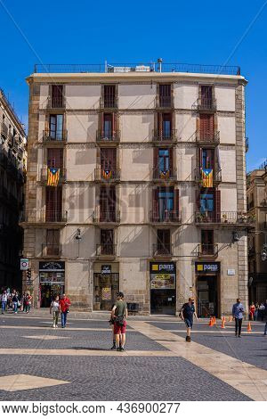 Barcelona, Spain - September 22, 2021: Plaza De Sant Jaume. Historic Palace, Houses The Offices Of T