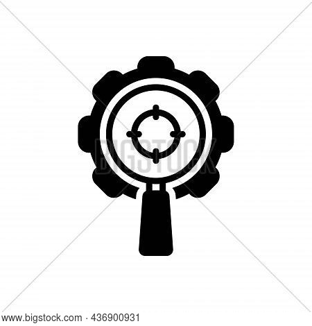 Black Solid Icon For Relevant Episodic Pertinent Analysis Search Tool Website Cogwheel Infographic