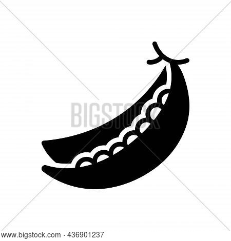 Black Solid Icon For Peas Bean Green Peapod Pod Nutrition Grain