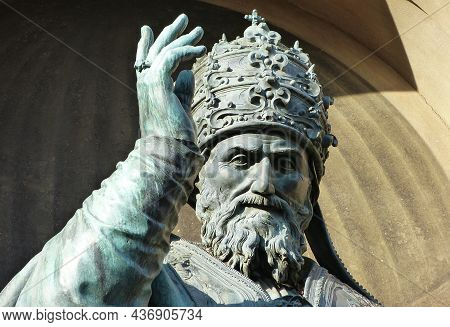 Statue Of Pope Gregorio Xiii In Bologna City Hall. Italy