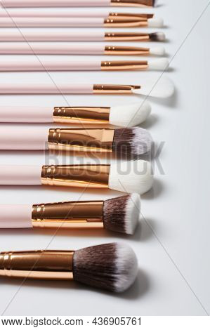 Row Of New Clean Make Up Brushes