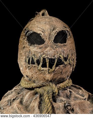 Adult Scarecrow Mask Isolated Against Black Background