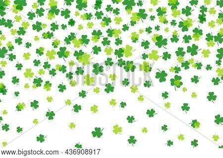 Shamrock Or Green Clover Leaves Pattern Background Flat Design Vector Illustration Isolated On White