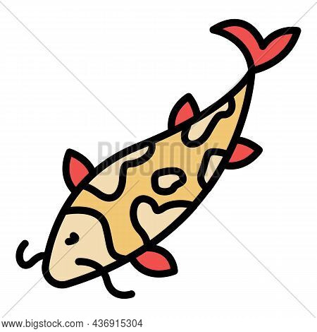 Koi Carp Fish Icon. Outline Koi Carp Fish Vector Icon Color Flat Isolated