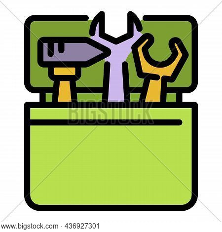 Toolbox Icon. Outline Toolbox Vector Icon Color Flat Isolated