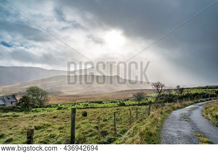 Rain Coming In At The Bluestack Mountains Between Glenties And Ballybofey In County Donegal - Irelan