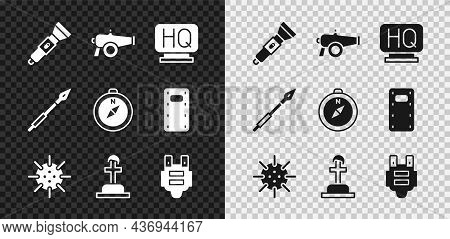 Set Flashlight, Cannon, Military Headquarters, Naval Mine, Soldier Grave, Bulletproof Vest, Medieval