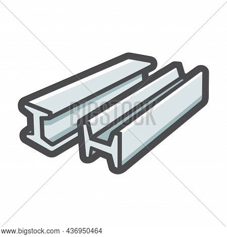 Steel Bar Metal Rolled Rail Vector Icon Cartoon Illustration.