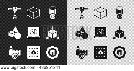 Set 3d Printer House, Isometric Cube, Printing Industry, Geometric Figure Cube, Setting, Basic Geome