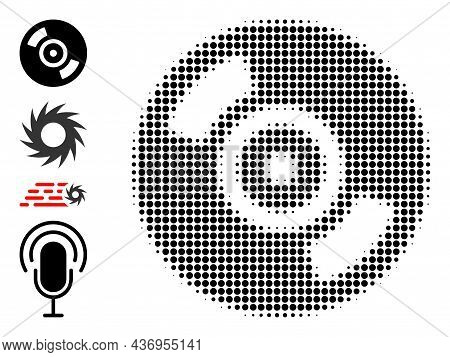 Pixelated Halftone Cd Disc Icon, And Additional Icons. Vector Halftone Composition Of Cd Disc Icon F