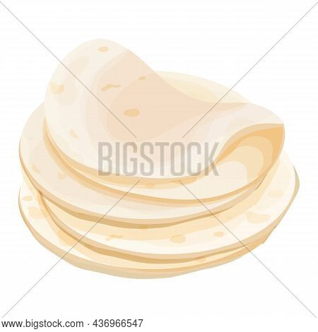 Lavash, Tortilla. Mexican Cuisine Ingredient In Cartoon Style Isolated On White Background. Fast Foo